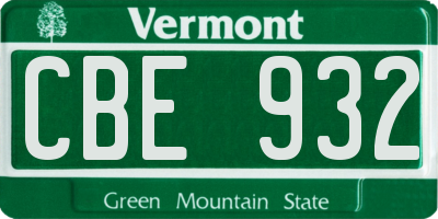 VT license plate CBE932