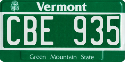 VT license plate CBE935