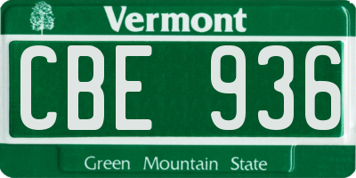 VT license plate CBE936