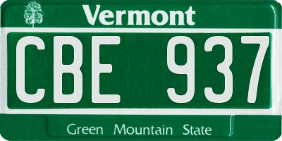 VT license plate CBE937