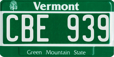 VT license plate CBE939