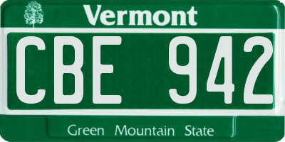 VT license plate CBE942