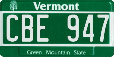 VT license plate CBE947