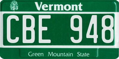 VT license plate CBE948