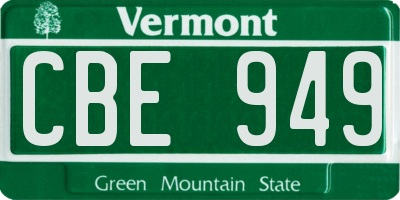 VT license plate CBE949