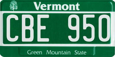 VT license plate CBE950
