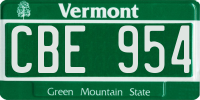 VT license plate CBE954