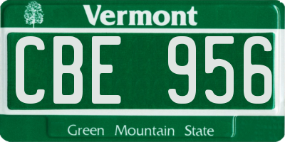 VT license plate CBE956