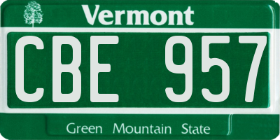 VT license plate CBE957