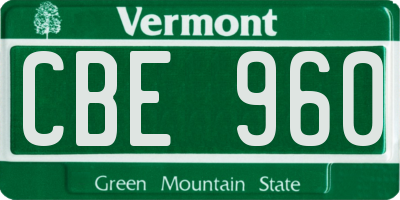 VT license plate CBE960
