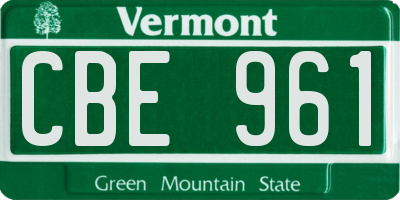 VT license plate CBE961