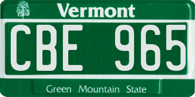 VT license plate CBE965