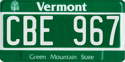 VT license plate CBE967