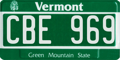 VT license plate CBE969