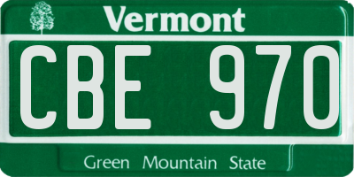 VT license plate CBE970