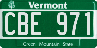 VT license plate CBE971