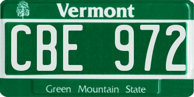 VT license plate CBE972