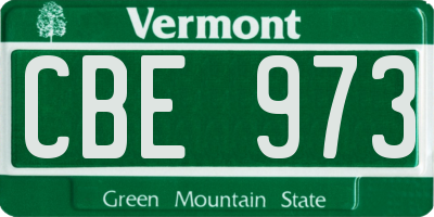 VT license plate CBE973