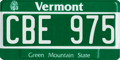 VT license plate CBE975