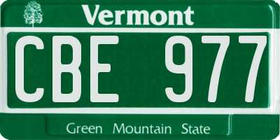 VT license plate CBE977