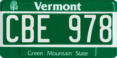 VT license plate CBE978