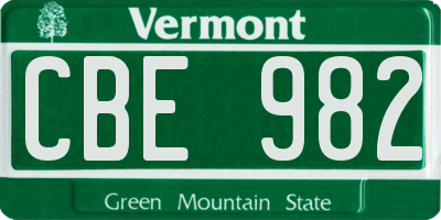 VT license plate CBE982