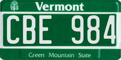 VT license plate CBE984