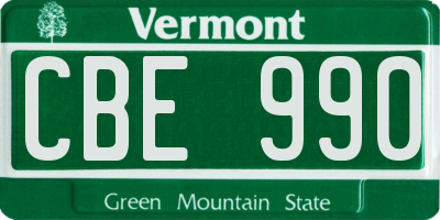 VT license plate CBE990