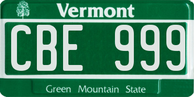 VT license plate CBE999