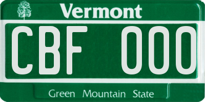 VT license plate CBF000