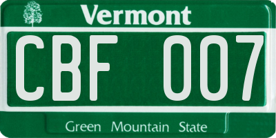 VT license plate CBF007