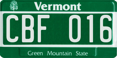 VT license plate CBF016