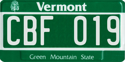 VT license plate CBF019