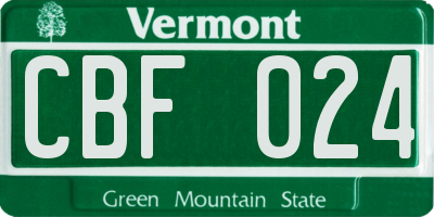 VT license plate CBF024