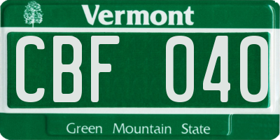 VT license plate CBF040
