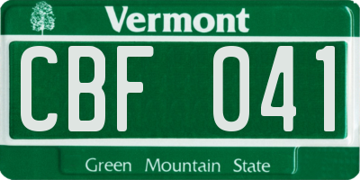 VT license plate CBF041
