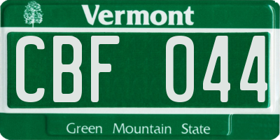 VT license plate CBF044