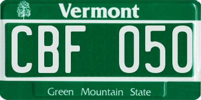 VT license plate CBF050