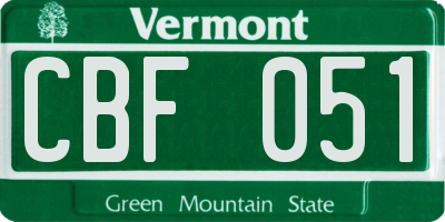 VT license plate CBF051