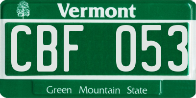 VT license plate CBF053