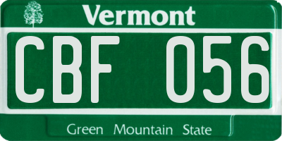 VT license plate CBF056