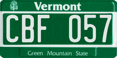 VT license plate CBF057