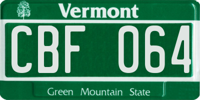 VT license plate CBF064