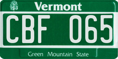 VT license plate CBF065