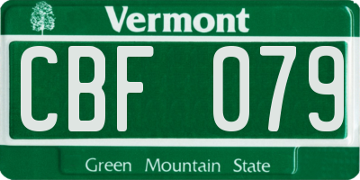 VT license plate CBF079