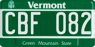VT license plate CBF082