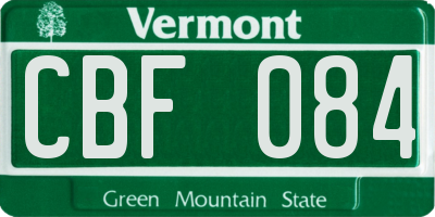 VT license plate CBF084