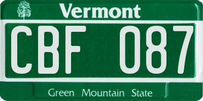 VT license plate CBF087