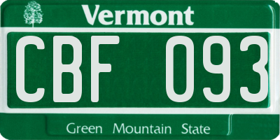 VT license plate CBF093