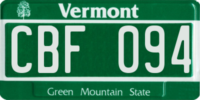 VT license plate CBF094